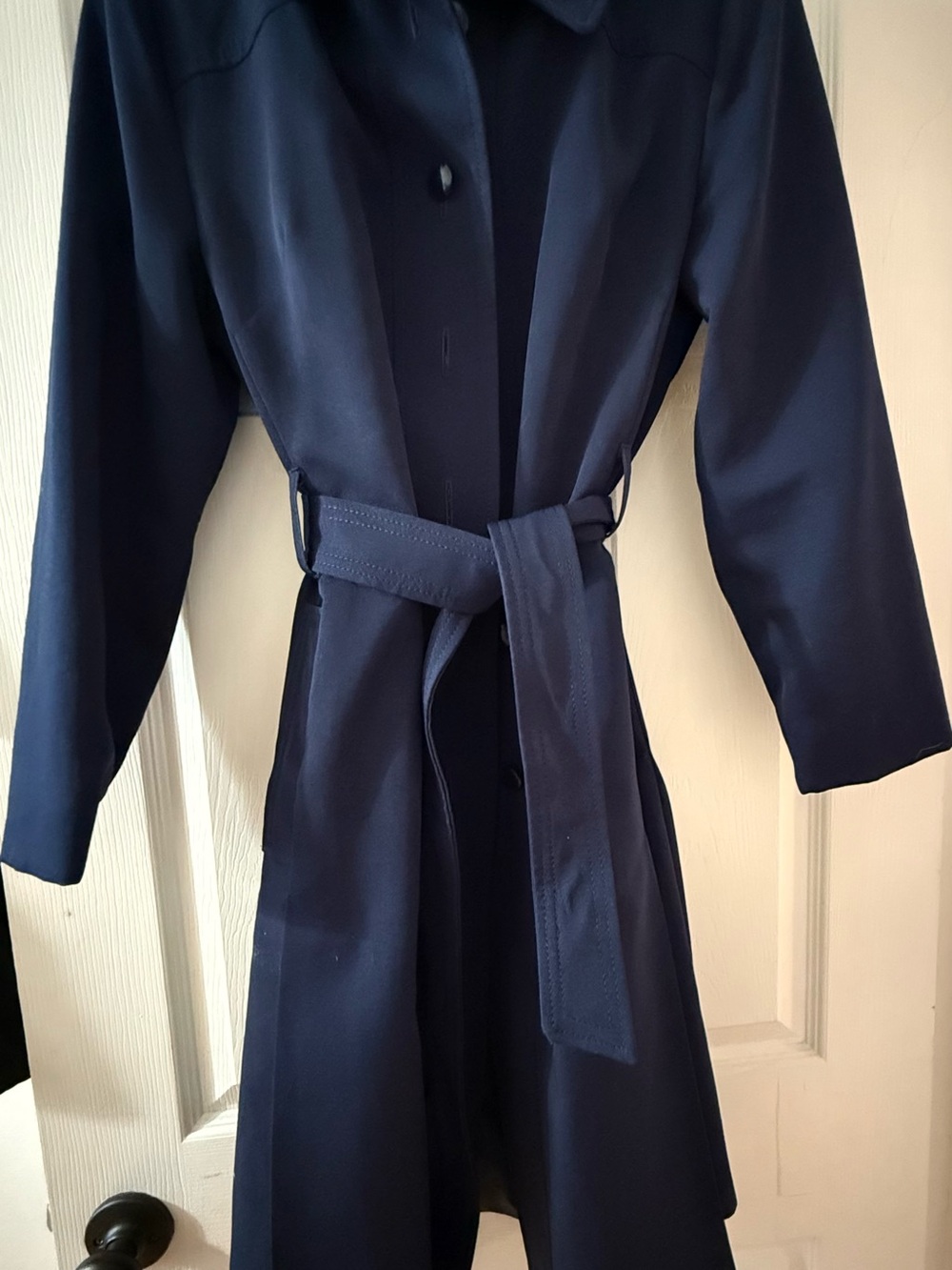 Women's Navy Belted Trench Coat